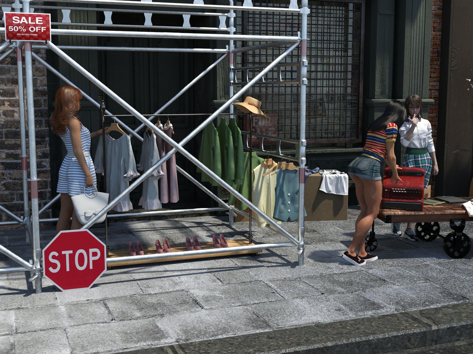 Pop-Up Sales: Clothing Under the Scaffolding 1